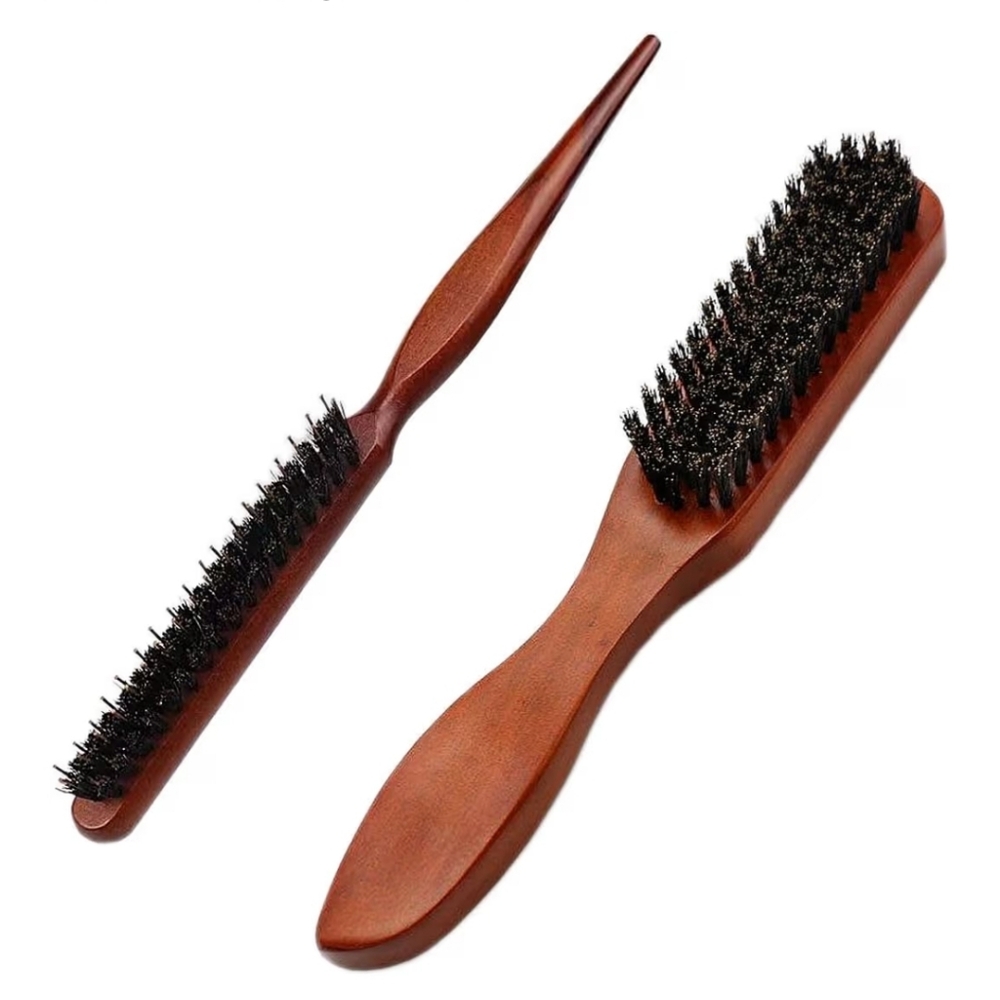 2 PCS Boar Bristle Hair Brush Set